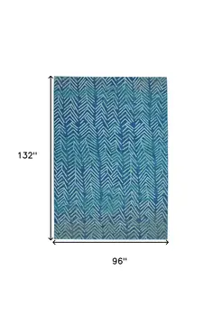 8' X 11' Blue Geometric Power Loom Area Rug