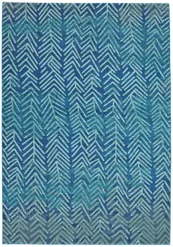 8' X 11' Blue Geometric Power Loom Area Rug