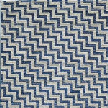 10' X 13' Blue and Gray Chevron Power Loom Area Rug