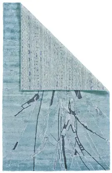 5' X 8' Blue and Gray Abstract Hand Tufted Area Rug