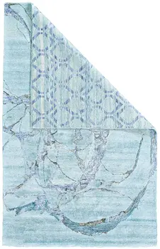 5' X 8' Blue and Ivory Abstract Hand Tufted Area Rug