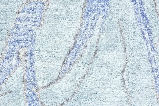 5' X 8' Blue and Ivory Abstract Hand Tufted Area Rug