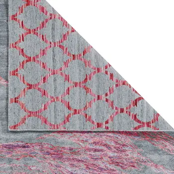 7' X 9' Red and Gray Abstract Hand Tufted Area Rug