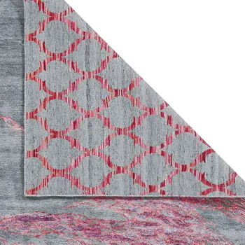 8' X 11' Red and Gray Abstract Hand Tufted Area Rug