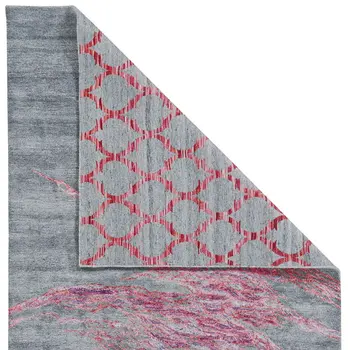 8' X 11' Red and Gray Abstract Hand Tufted Area Rug