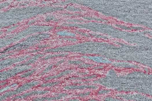 8' X 11' Red and Gray Abstract Hand Tufted Area Rug