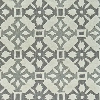 5' X 8' Gray and Ivory Wool Geometric Hand Tufted Area Rug