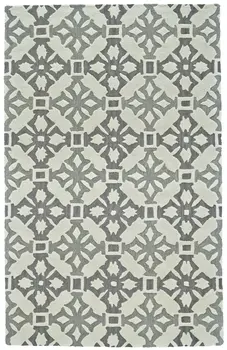 5' X 8' Gray and Ivory Wool Geometric Hand Tufted Area Rug