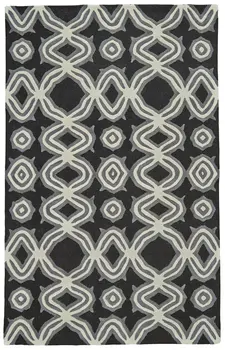 5' X 8' Black Gray and Ivory Wool Abstract Hand Tufted Area Rug