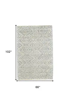 6' X 9' Gray and Ivory Wool Southwestern Hand Knotted Area Rug