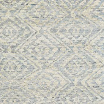 6' X 9' Gray and Ivory Wool Southwestern Hand Knotted Area Rug