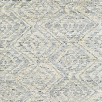 6' X 9' Gray and Ivory Wool Southwestern Hand Knotted Area Rug