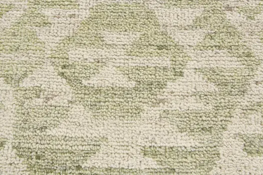 6' X 9' Green and Ivory Wool Southwestern Hand Knotted Area Rug