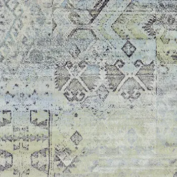 8' X 11' Green and Gray Abstract Power Loom Worn Faded Area Rug