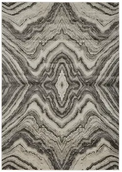 7' X 10' Ivory Gray and Tan Abstract Power Loom Area Rug