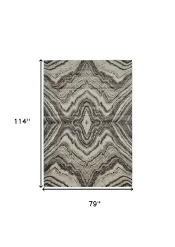7' X 10' Ivory Gray and Tan Abstract Power Loom Area Rug