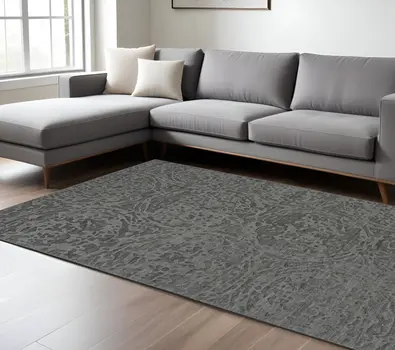 6' X 9' Gray Abstract Hand Woven Area Rug