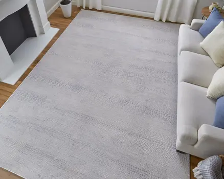 5' X 8' Gray and Ivory Abstract Power Loom Worn Faded Area Rug