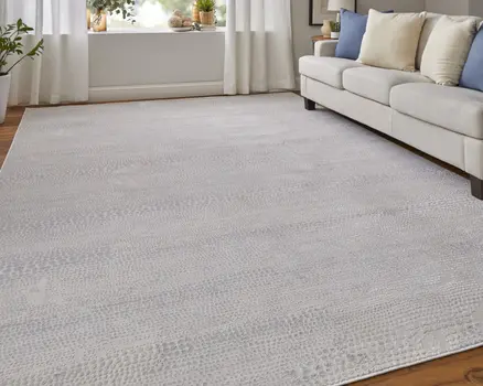5' X 8' Gray and Ivory Abstract Power Loom Worn Faded Area Rug