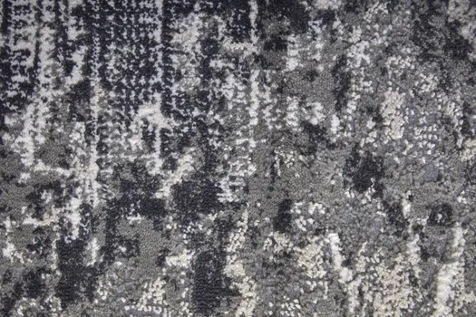 8' Gray Ivory and Taupe Abstract Power Loom Worn Faded Runner Rug