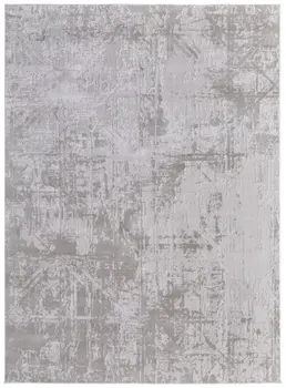8' X 11' Taupe and Ivory Abstract Power Loom Worn Faded Area Rug