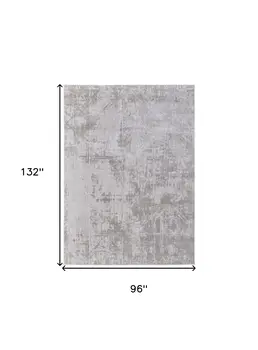 8' X 11' Taupe and Ivory Abstract Power Loom Worn Faded Area Rug