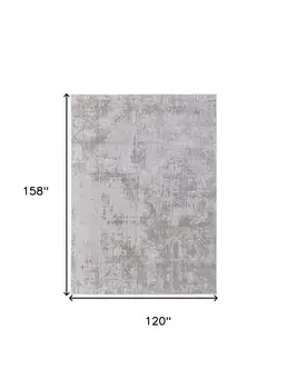 10' X 13' Taupe and Ivory Abstract Power Loom Worn Faded Area Rug