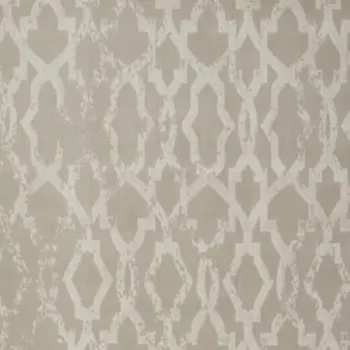 8' Tan and Ivory Geometric Power Loom Worn Faded Runner Rug