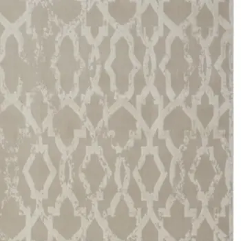 8' Tan and Ivory Geometric Power Loom Worn Faded Runner Rug