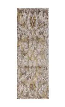 8' Gray Yellow and Ivory Floral Power Loom Worn Faded Runner Rug