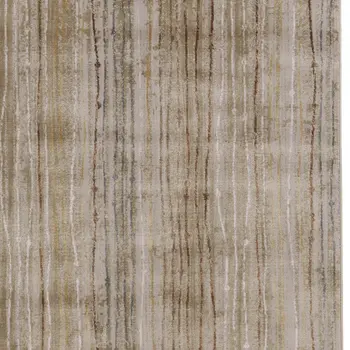 10' X 13' Brown and Tan Striped Power Loom Area Rug