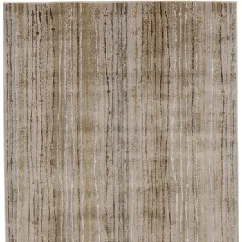 10' X 13' Brown and Tan Striped Power Loom Area Rug