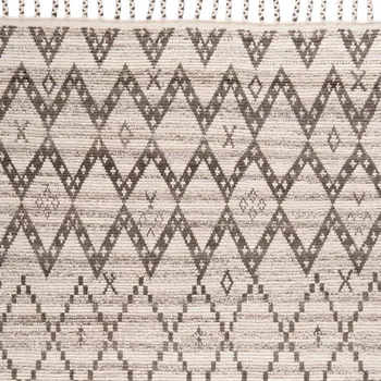 8' X 12' Taupe and Ivory Wool Geometric Hand Knotted Area Rug