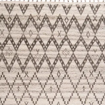 9' X 13' Taupe and Ivory Wool Geometric Hand Knotted Area Rug