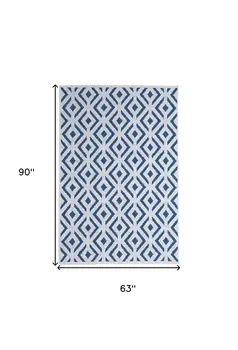 5' X 8' Blue and White Power Loom Area Rug