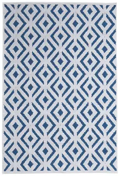 5' X 8' Blue and White Power Loom Area Rug