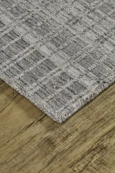 4' X 6' Gray and Ivory Geometric Hand Woven Area Rug
