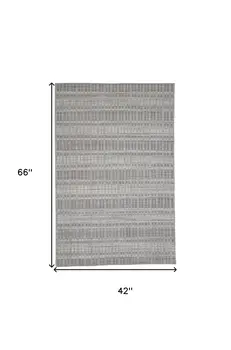 4' X 6' Gray and Ivory Geometric Hand Woven Area Rug