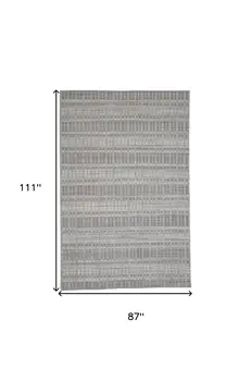 7' X 9' Gray and Ivory Geometric Hand Woven Area Rug
