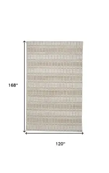 10' X 14' Tan and Ivory Geometric Hand Woven Area Rug
