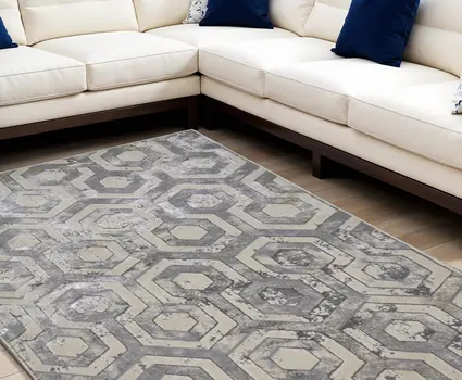 8' X 10' Taupe And Gray Abstract Distressed Area Rug