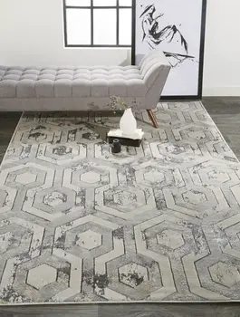 8' X 10' Taupe And Gray Abstract Distressed Area Rug
