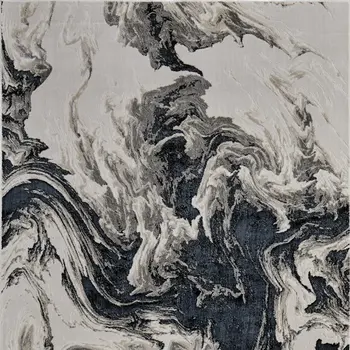 8' X 10' Ivory Black and Taupe Abstract Power Loom Area Rug