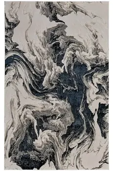 7' X 10' Ivory Black and Taupe Abstract Power Loom Area Rug