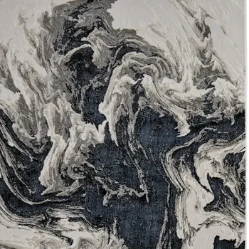 9' X 12' Ivory Black and Taupe Abstract Power Loom Area Rug