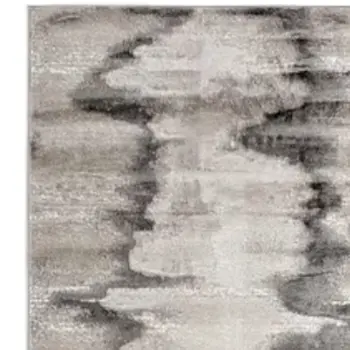 9' X 12' Gray Ivory and Taupe Abstract Power Loom Area Rug