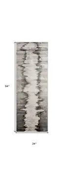 8' Gray Ivory and Taupe Abstract Power Loom Runner Rug