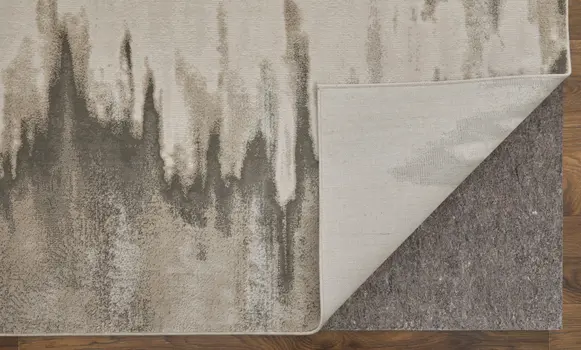 13' X 20' Gray Ivory and Taupe Abstract Power Loom Area Rug