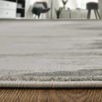 2' X 3' Gray Ivory and Taupe Abstract Power Loom Area Rug
