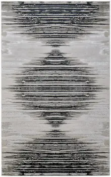 8' X 10' Black and Silver Geometric Power Loom Area Rug